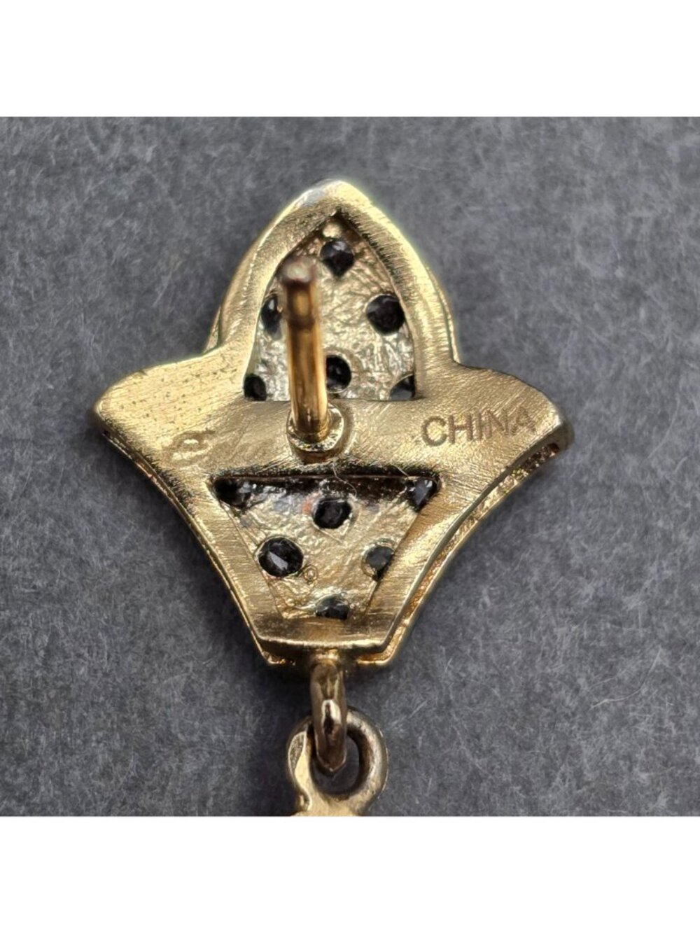 Esha Gold Plated Rhinestone Filigree Dangle Earrings 2.25" Designer Modern Post - Picture 6 of 11
